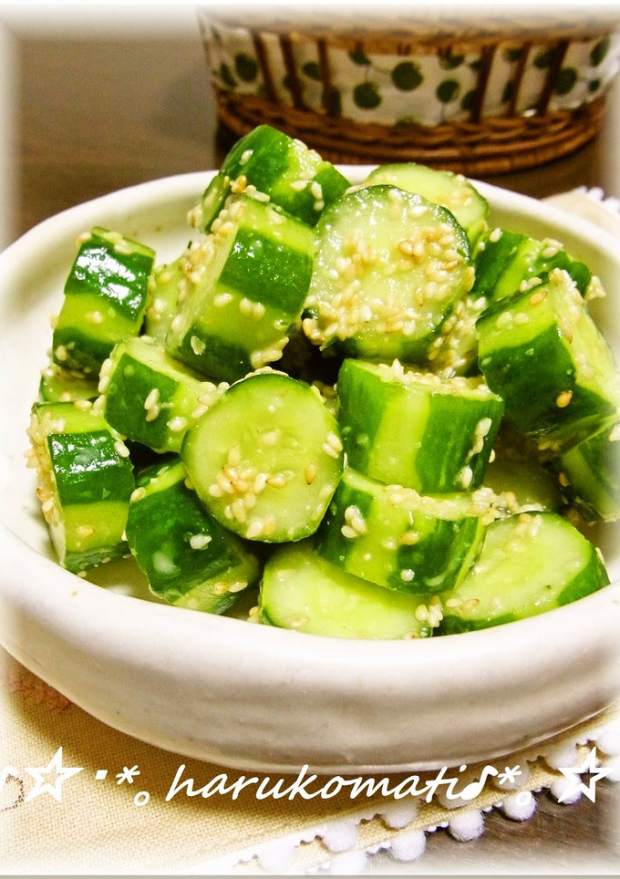 A picture of Crunchy Sesame Seed Cucumbers with an Extra Twist.