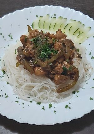 Una foto de Abadejo con Fideos de Arroz