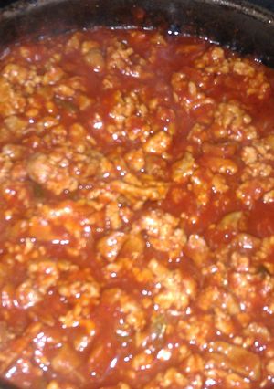A picture of chicken and sausage sloppy Joes.