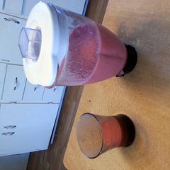 A picture of quick simple strawberry banana smoothie.