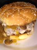 Cream cheese stuffed burgers this glazed onions and mushrooms
