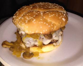 Easy Recipe Cream cheese stuffed burgers this glazed onions and mushrooms Most Delicious