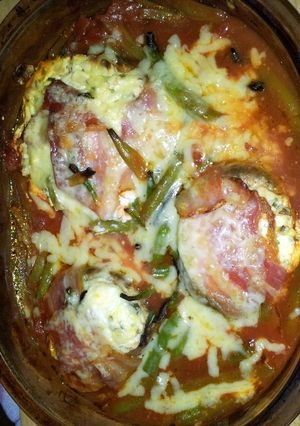 A picture of almost vegetarian stuffed mushrooms.