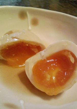 A picture of Soft-Boiled Marinated Eggs with Creamy Yolks.