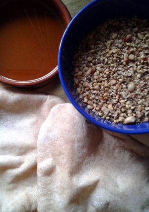 A picture of Egyptian Bread & Dukkah Dip.