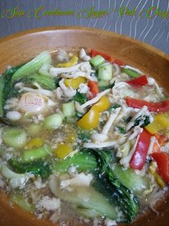 Gambar Sup Cendawan Sayur Pak Choy