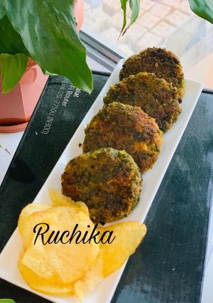 A picture of Spinach & chickpeas kababs.