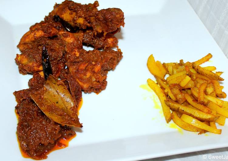 Spicy dry chicken or Bengali kosha murgir mangsho