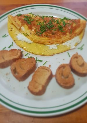 Una foto de Omelette de queso de cabra