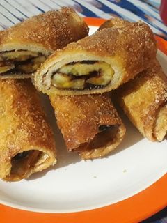 Foto resep Pisang Coklat Roti Gulung