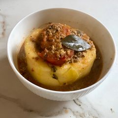 A picture of Stuffed Marrow Squash #glutenfree #everydayrecipe #easyrecipe.
