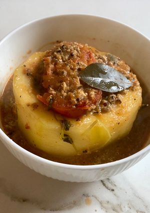 A picture of Stuffed Marrow Squash #glutenfree #everydayrecipe #easyrecipe.