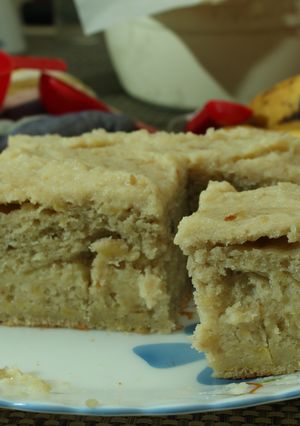 A picture of Super Moist Banana Cake with Apple sauce in condensed milk!!.