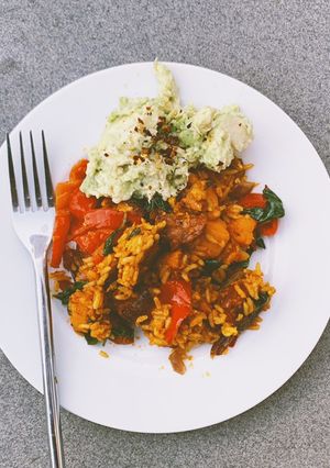 A picture of Chorizo and Sweet Potato Hash.