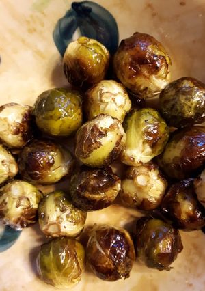 A picture of Oven Roasted Brussels Sprouts.
