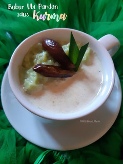Foto resep Bubur Ubi Pandan Saus Kurma