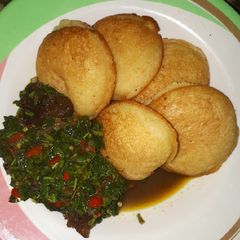 Semolina masa with vegetable soup A picture of Semolina masa with vegetable soup.