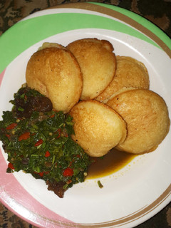 A picture of Semolina masa with vegetable soup.