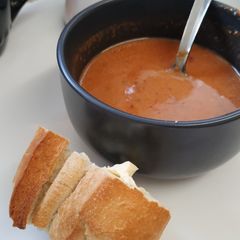 A picture of Just tomato 🍅 soup 🍲. Airfyer.