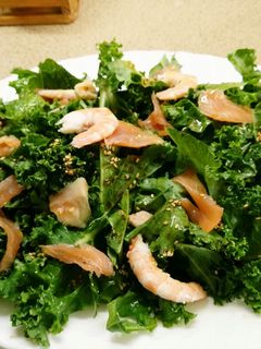 Una foto de Ensalada de kale con salmón y vinagreta de sésamo
