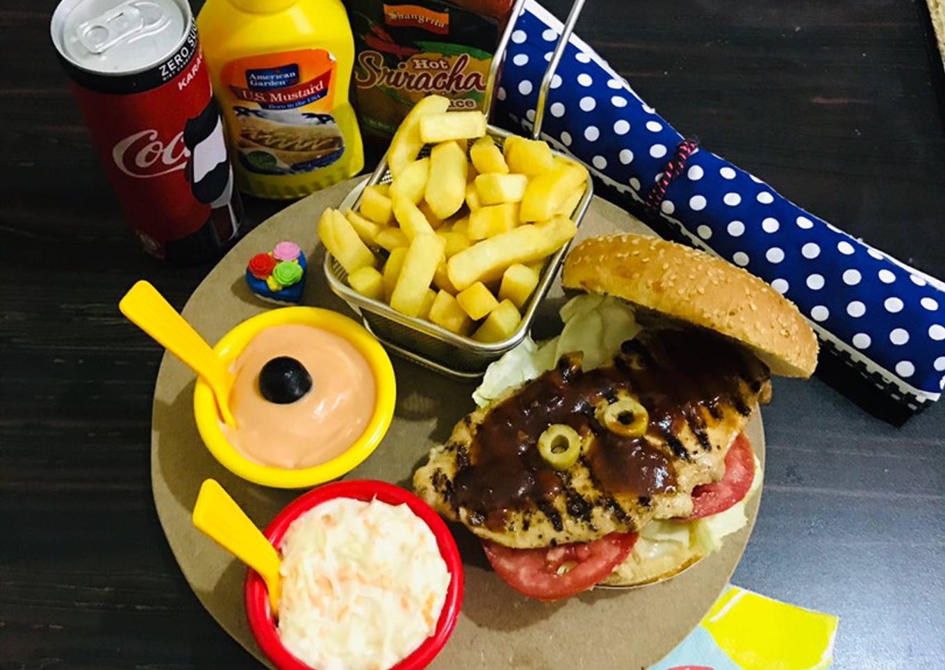 Chicken buffalo burger meal