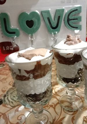 A picture of Brownie Trifle with Chocolate Custard 🍮🍮🍮.