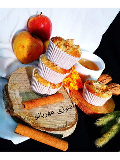 عکسی از دستور کاپ کیک گردو،سیب و دارچین