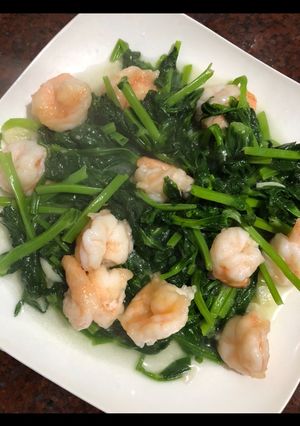 豆苗炒蝦仁 的食譜成品照片
