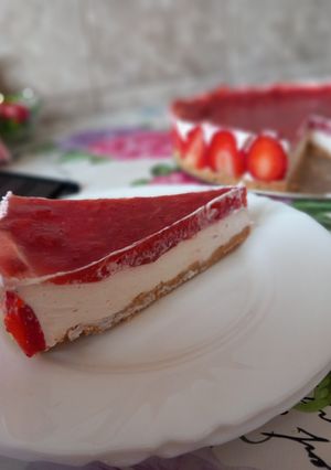O poză a rețetei Cheesecake cu căpșuni🍓~fără coacere~.