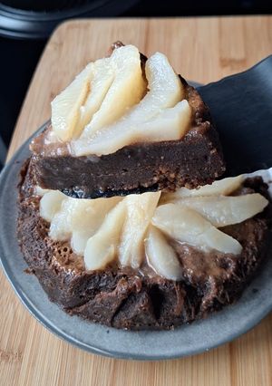 Une photo de Moelleux chocolat, poires