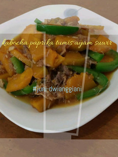 Foto resep Kabocha paprika tumis ayam suwir
