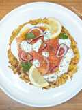 Rosti à la crème et au saumon