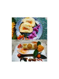 A picture of Orange roll cake.