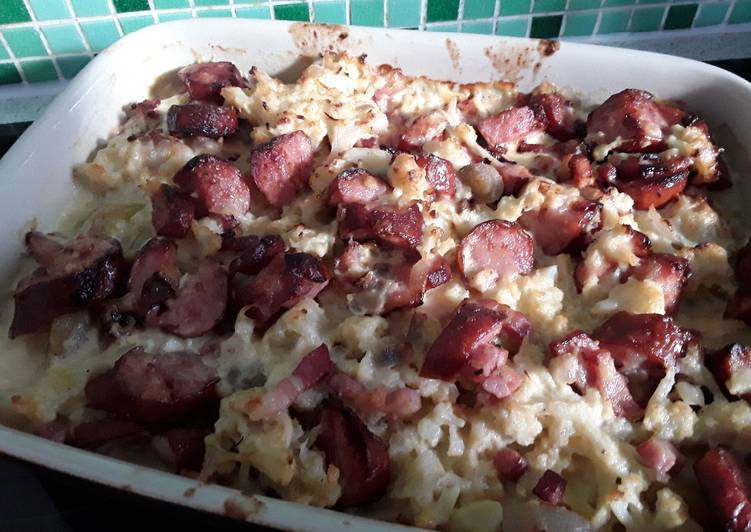 Recipe of Perfect Sig’s Hearty Cauliflower Bake with Krakauer Sausages