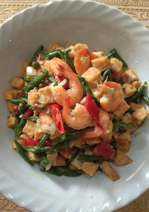 Foto resep Tumis kacang panjang tempe udang