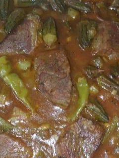 صورة لوصفة بامية باللحمة