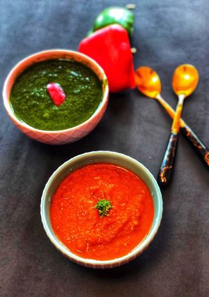 A picture of Momo Chutney and Green Sandwich Chutney.