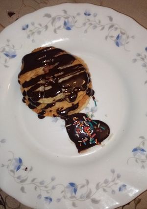 صورة لوصفة بان كيك محشي بالشوكولاته 🍫❤️