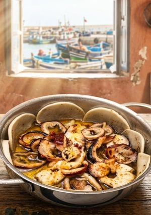 Una foto de Carpaccio de Cabeza de Pulpo al Tajín