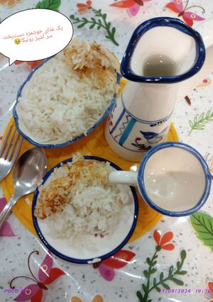 عکسی از دستور برنج دمی با ته دیگ اولین پستم😋
