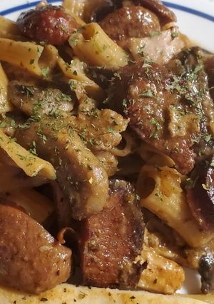 A picture of Creamy Cajun Chicken Sausage Pasta.