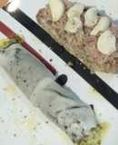 Canelón de alga nori con verduras y queso español