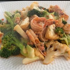 A picture of Stir-fried Veggies with Prawns.