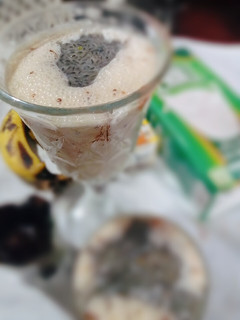 A picture of Dates and banana shake.