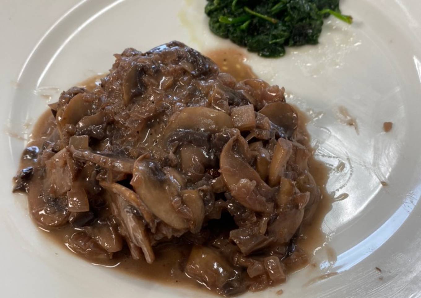 NY Strip in Brown Butter Sauce with Mushrooms