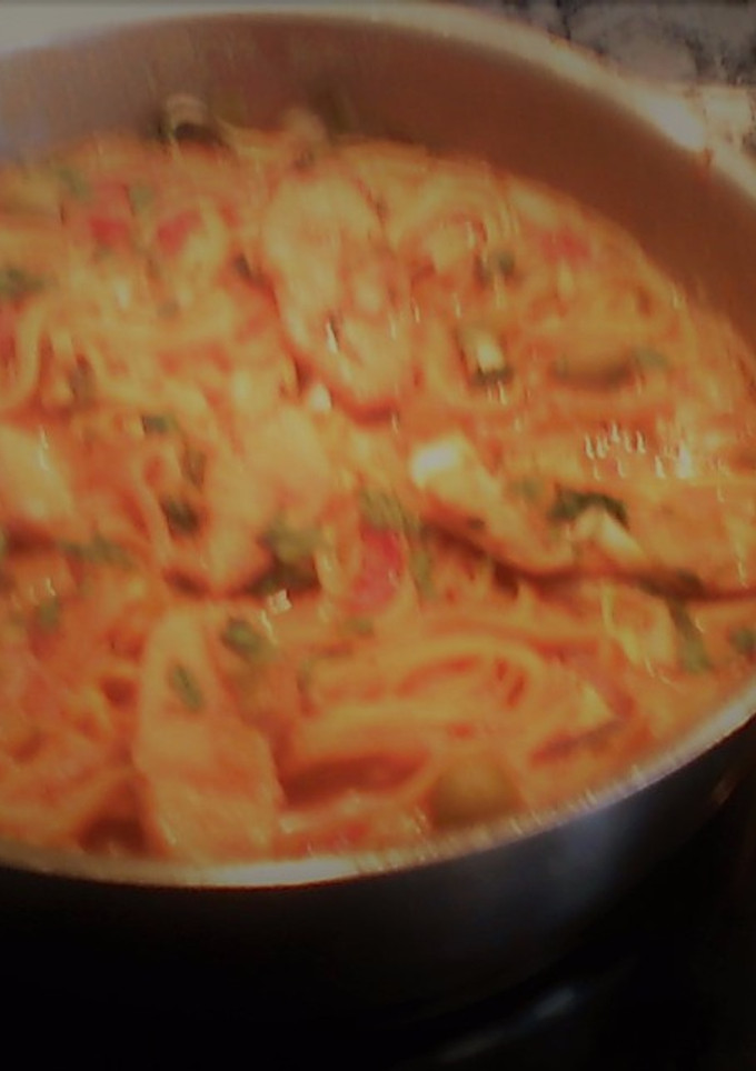 Una foto de Pechuga de pavo con pasta o espagueti