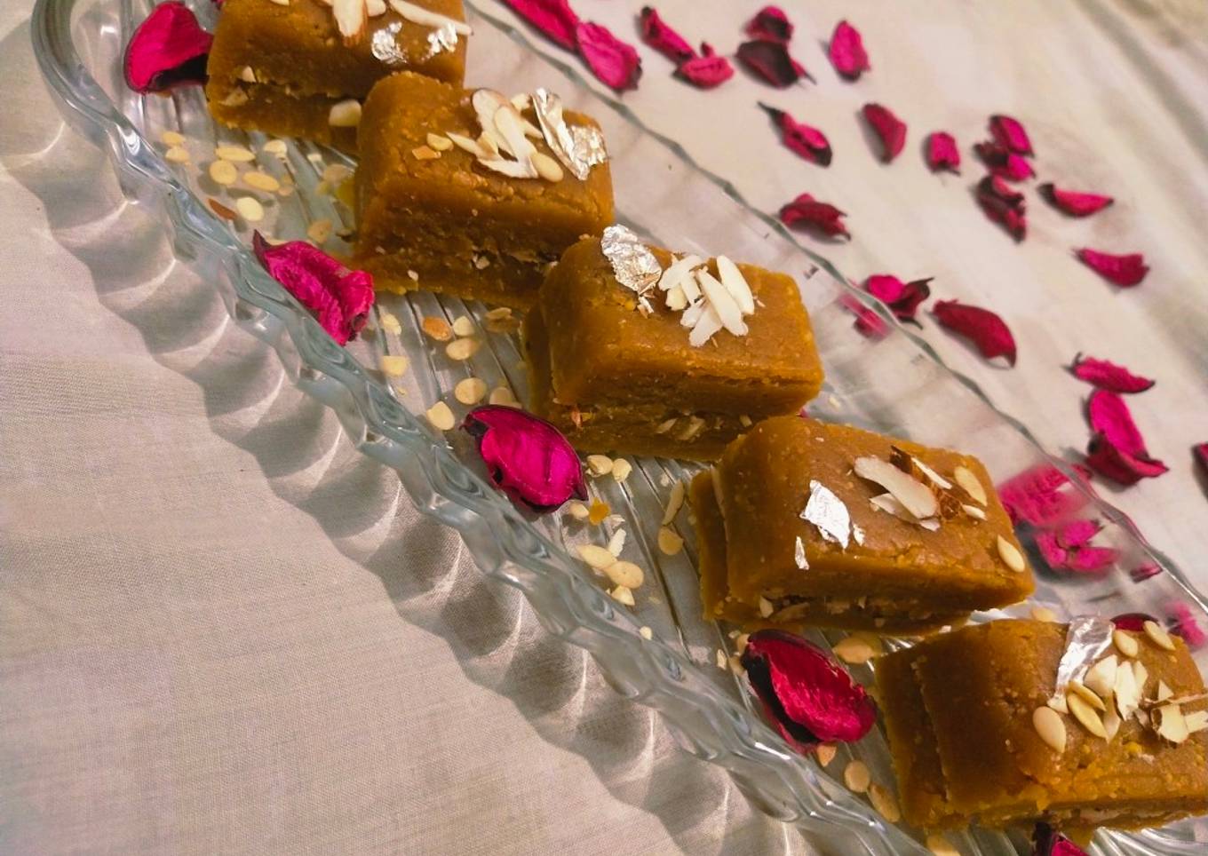 Almond layer besan barfi