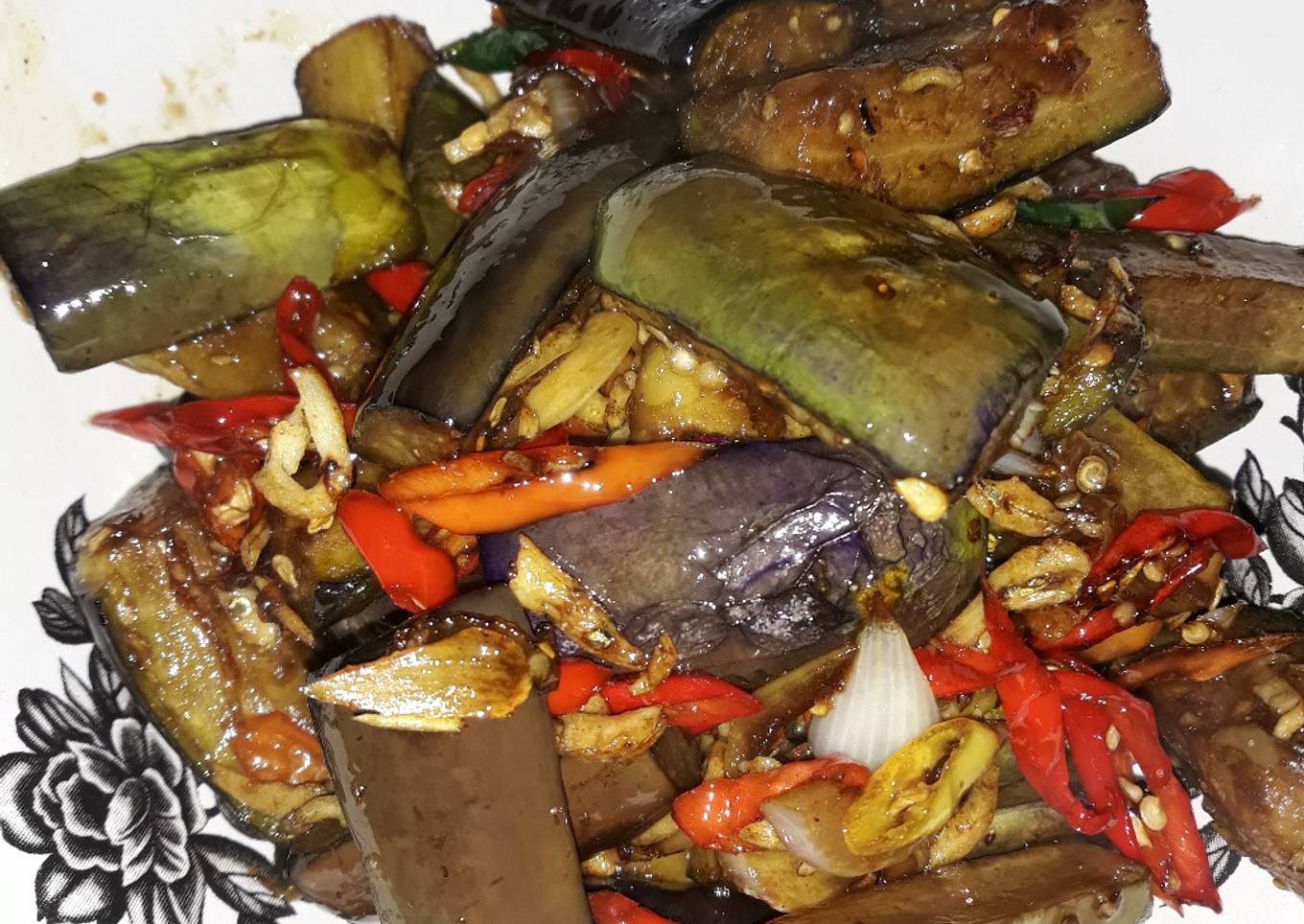 Tumis terong teri pedas