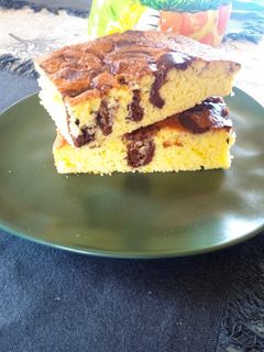 A picture of Fluffy Two-Tone Sheet Cake with Orange Aroma 🍊🍊.