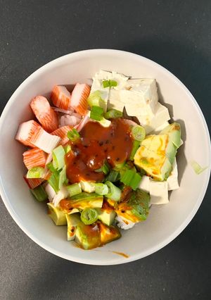 A picture of Korean Tofu and Kani Bowl.